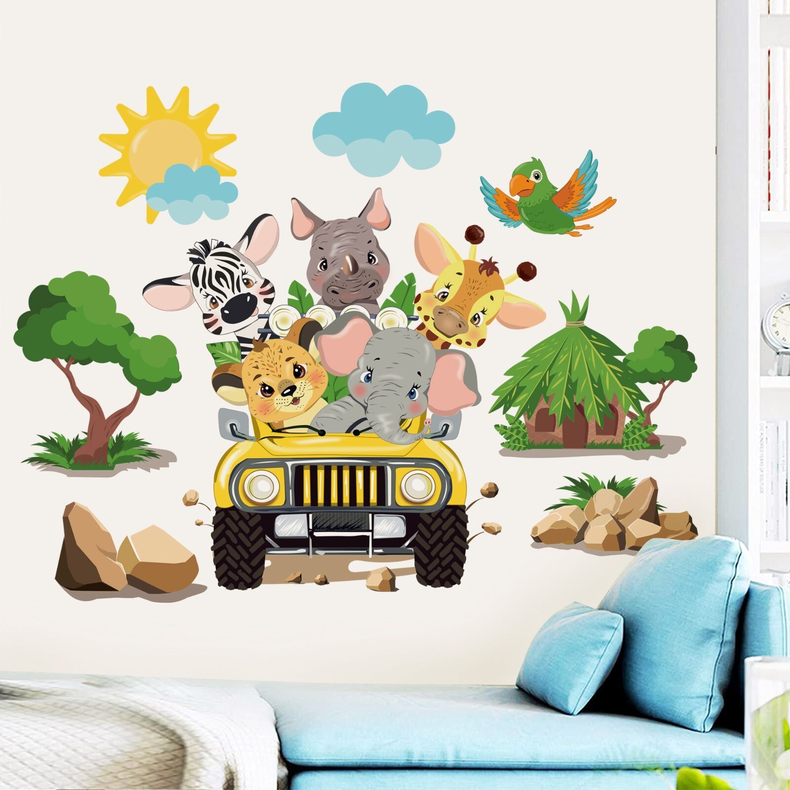 Safari Jeep Adventure Ride Set! Removable Wall Decals. Great For Any Kid's Room!