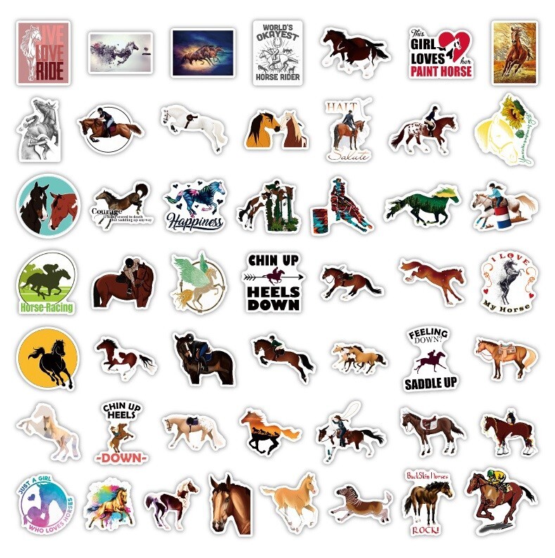 100pcs HORSE Stickers, Horse Merch,Water Bottle Laptop No Residue Stickers, #092