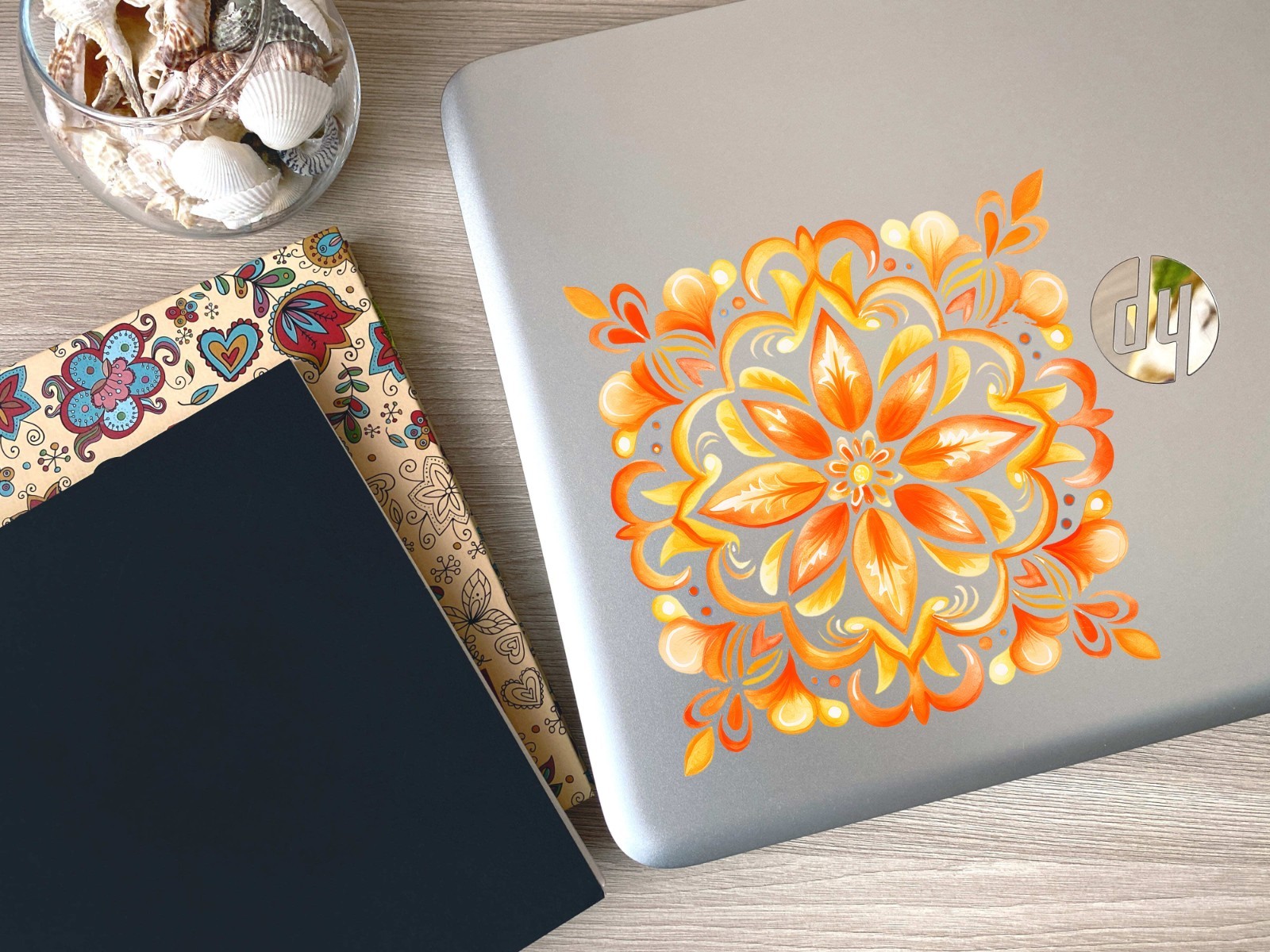 Orange Medallion Tile UV DTF Transparent Sticker / Decal