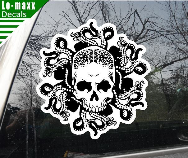 Octo-Skull Octopus Art Unique Original Custom Design Printed Vinyl Sticker