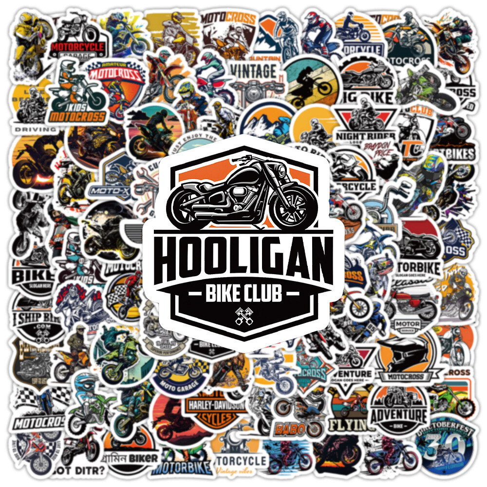 100Pcs Motorcycle Stickers for Kids Water Bottle Laptop Waterproof Scrapbooking