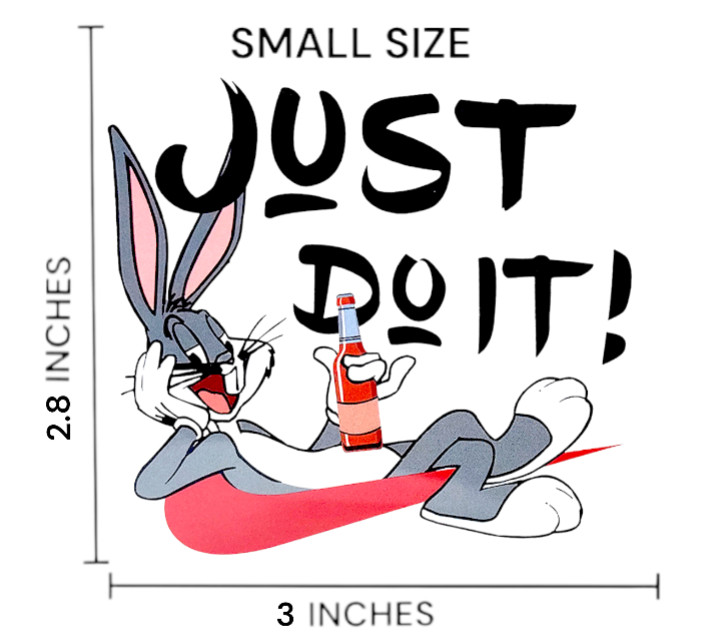 Bunny Drinking Just Do It Iron On Sticker Vibrant Color for T-shirts Hoodies