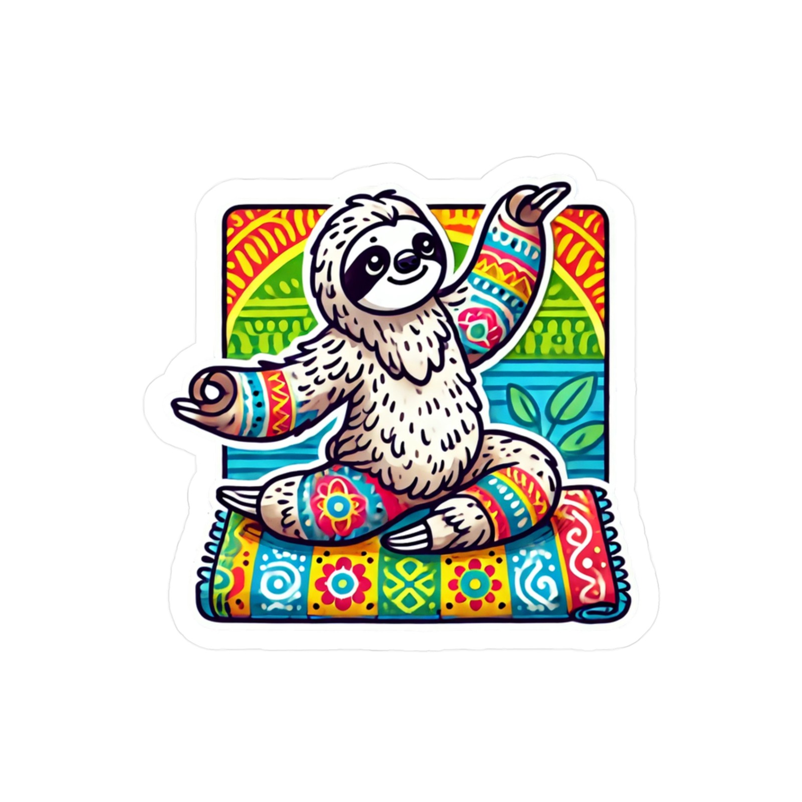 Yoga Sloth Sticker Vinyl Decal – Matte Boho Animal Label Glossy Water Bottle