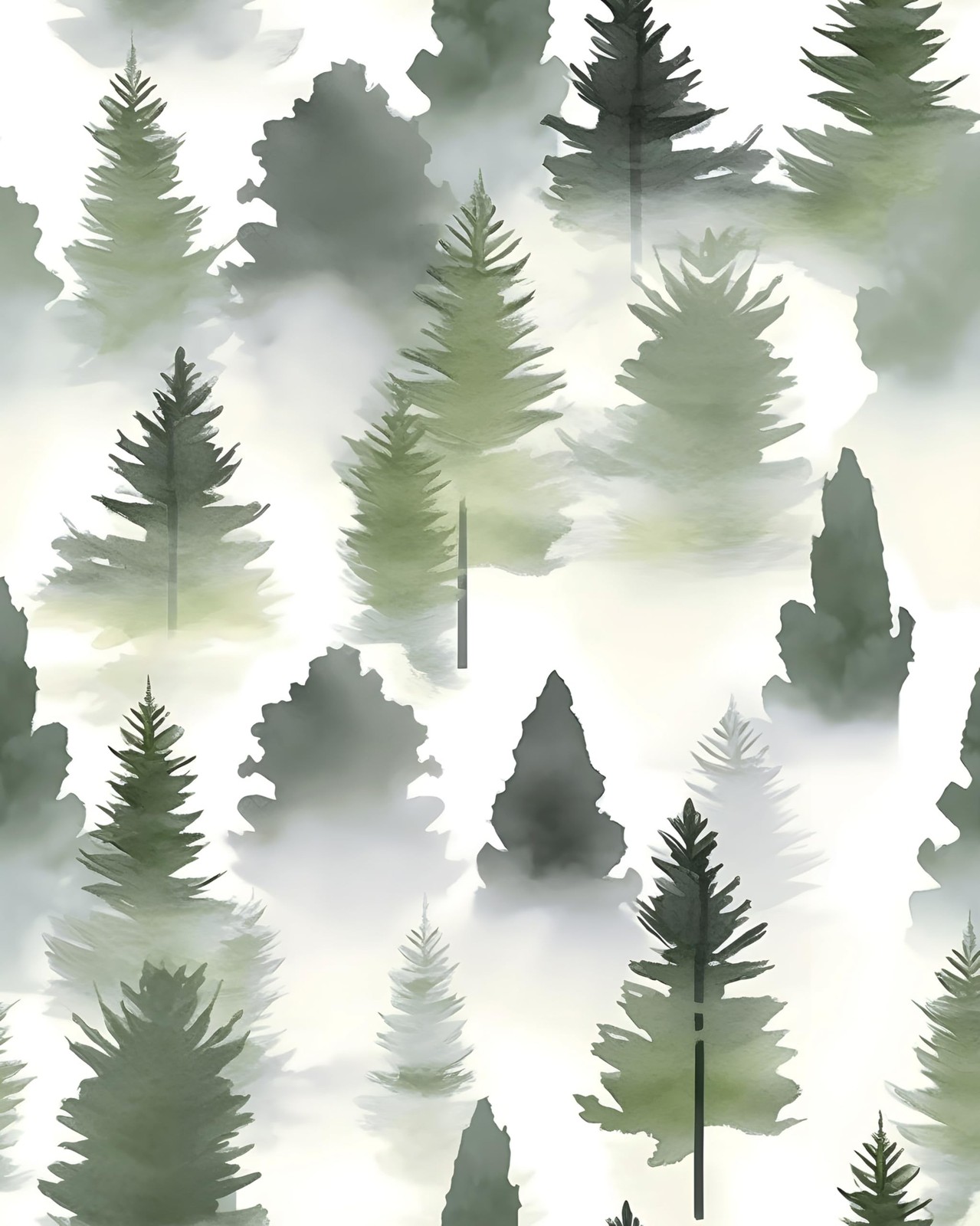 Misty Forest Wallpaper Peel and Stick Green Trees Contact Paper 17.5in x 9.8f…