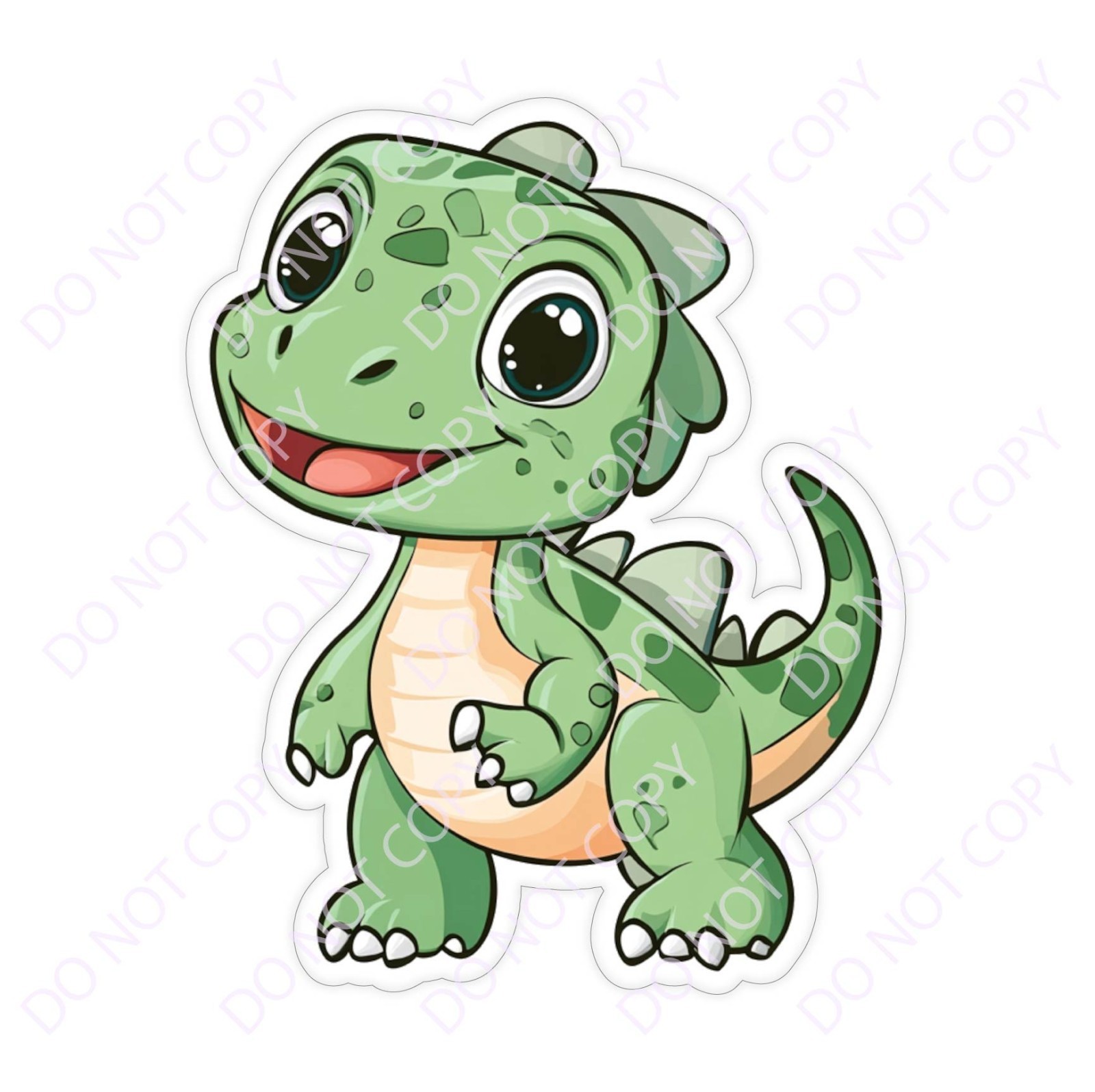 Laminated Vinyl Decal Die Cut Waterproof Sticker – Green Dinosaur