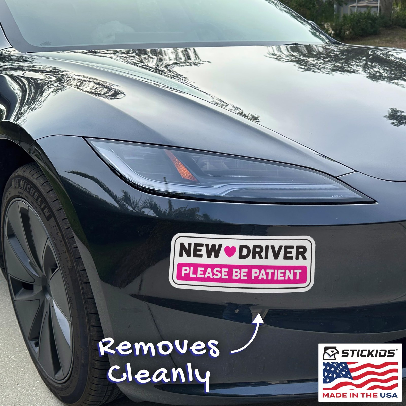 New Driver Stickers Pink Non-Magnetic for Cars & Windows Reusable