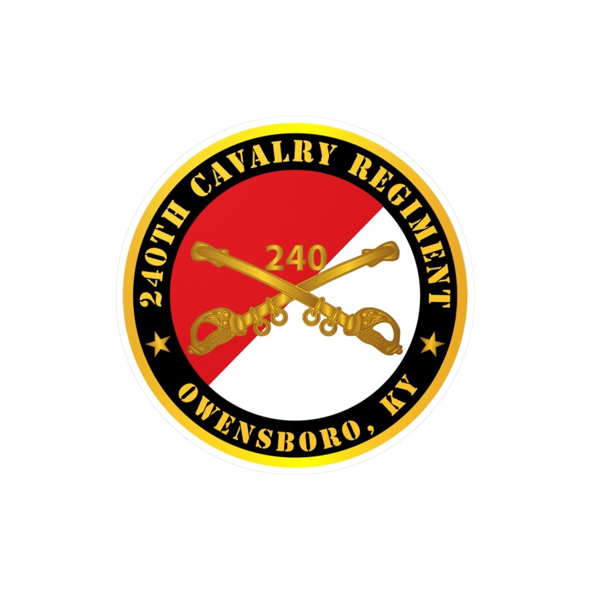 Kiss-Cut Vinyl Decals – Army – 240th Cavalry Regiment – Branch, Owensboro, Ky –