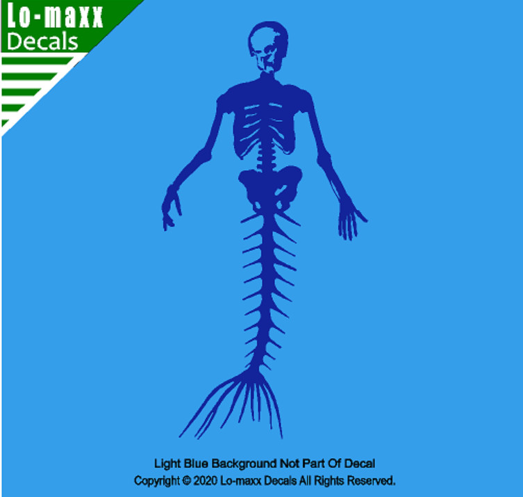 Mermaid Skeleton Sea life Ocean Beach Various Sizes Colors Die Cut Vinyl Decal
