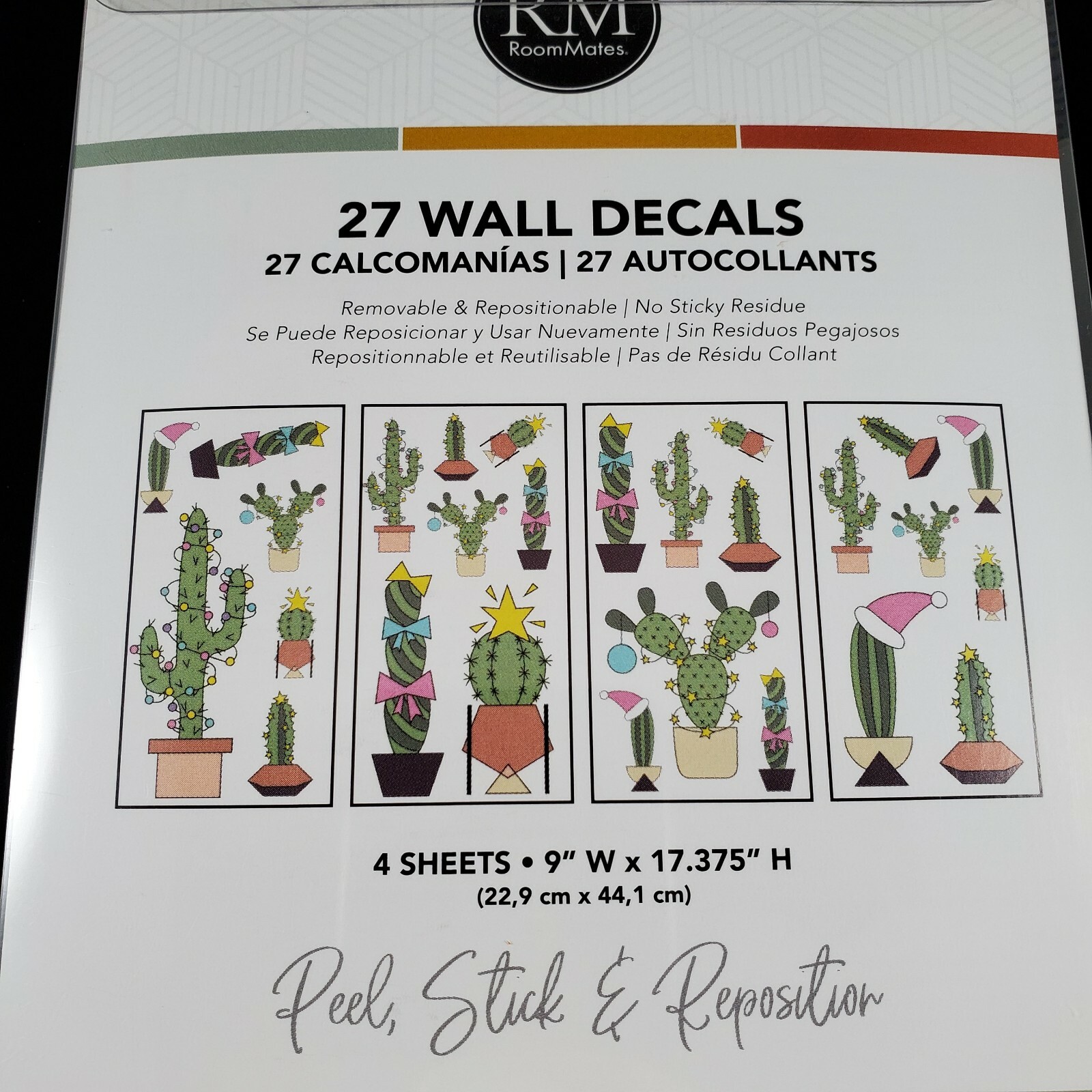 RoomMates CHRISTMAS CACTUS 27 Peel & Stick Wall Decals RMK4479SCS