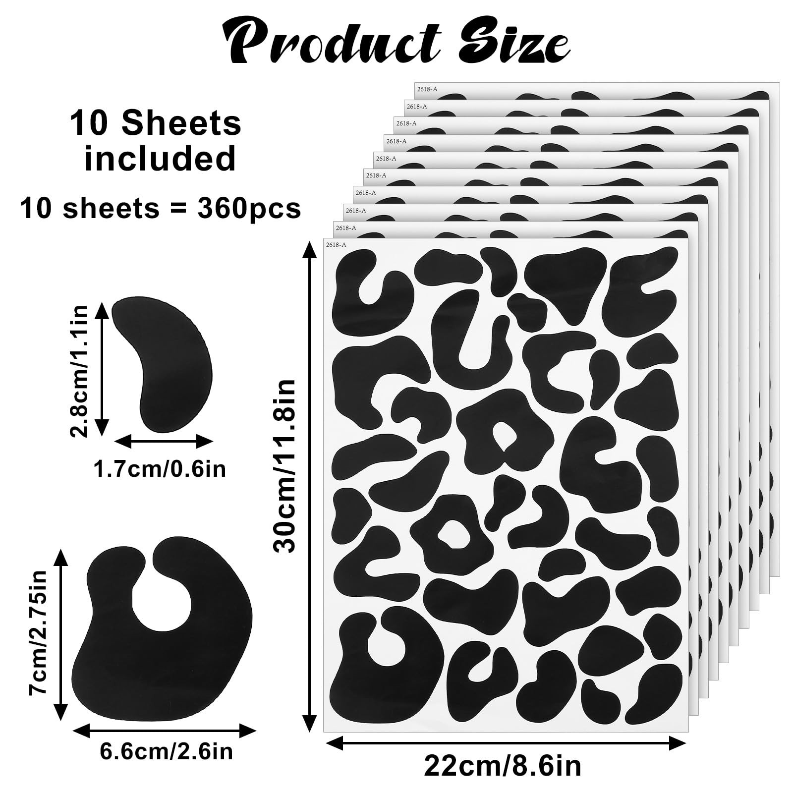 360 PCS Black Leopard Print Stickers, Cheetah Print Stickers Removable Vinyl …