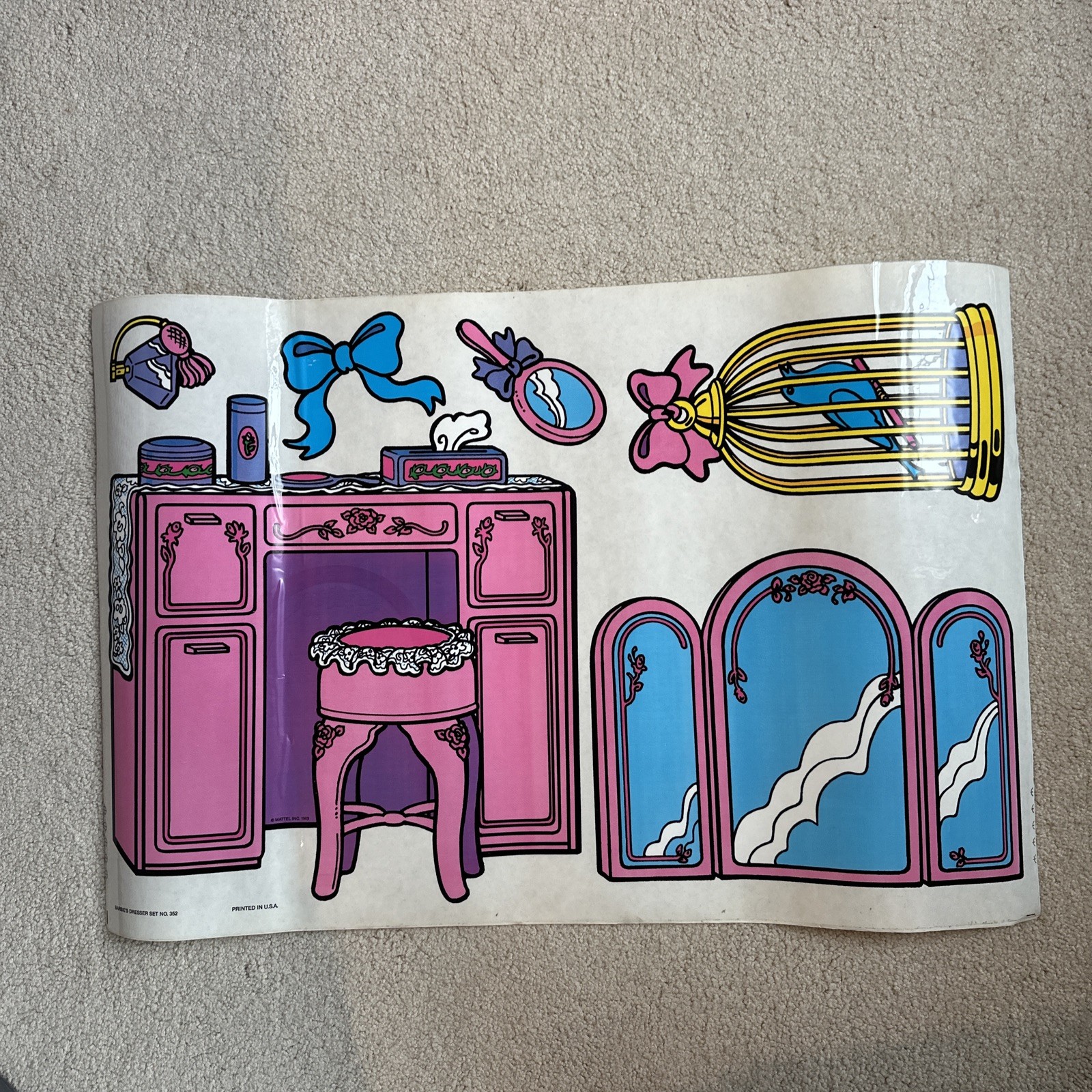 1989 BARBIE Vtg Priss Prints Room Decorations Do it Yourself Mylar Stickers Set