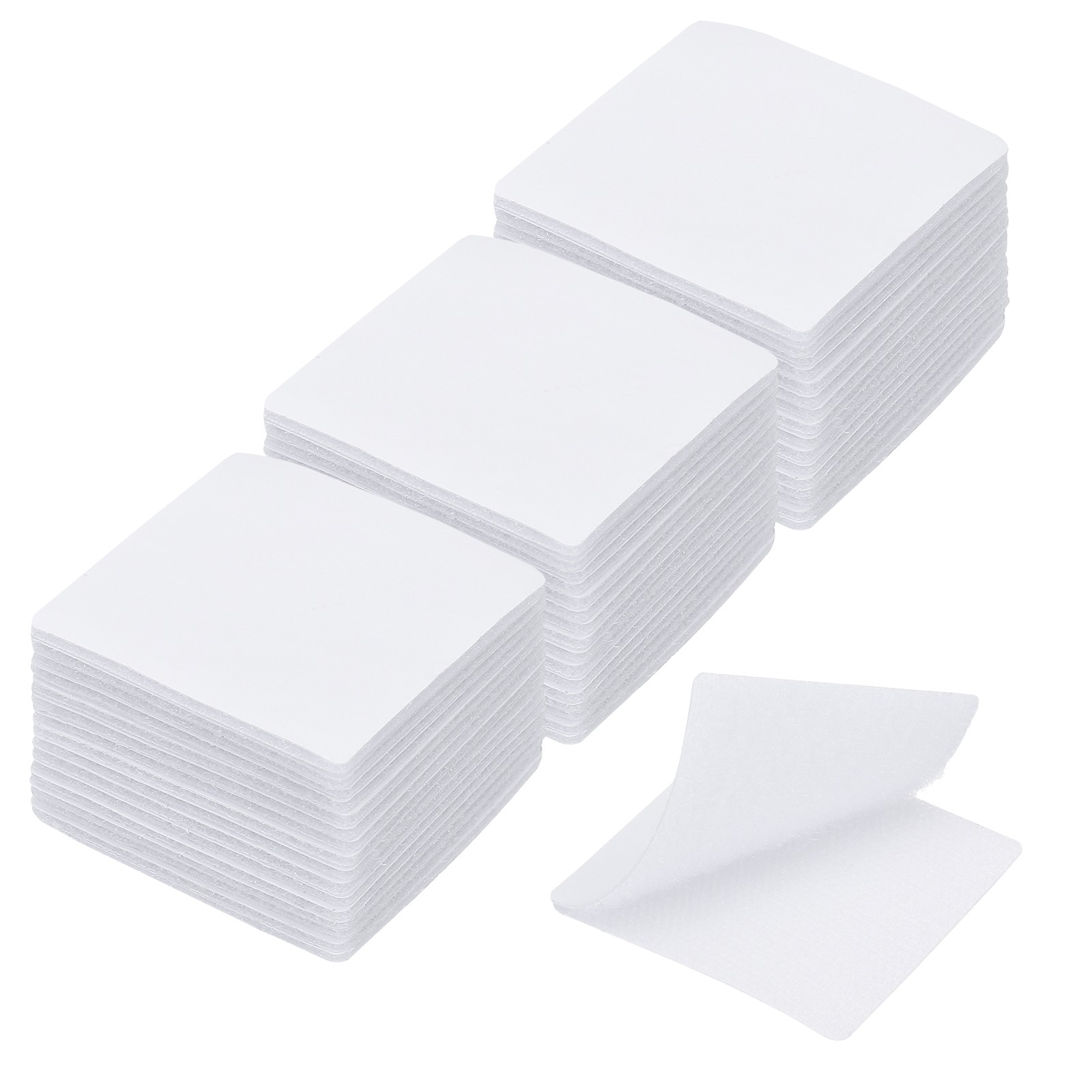 2×2 Inches Hook and Loop Dots 40 Sets Square Self Adhesive Tape White