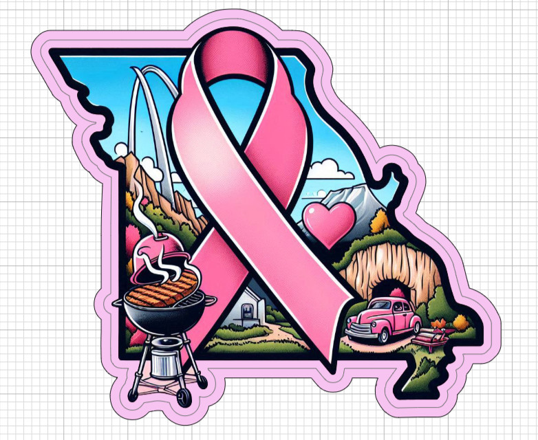 Multipack State Pink Awareness Ribbon Stickers Glossy Breast Cancer WI MN MO IN