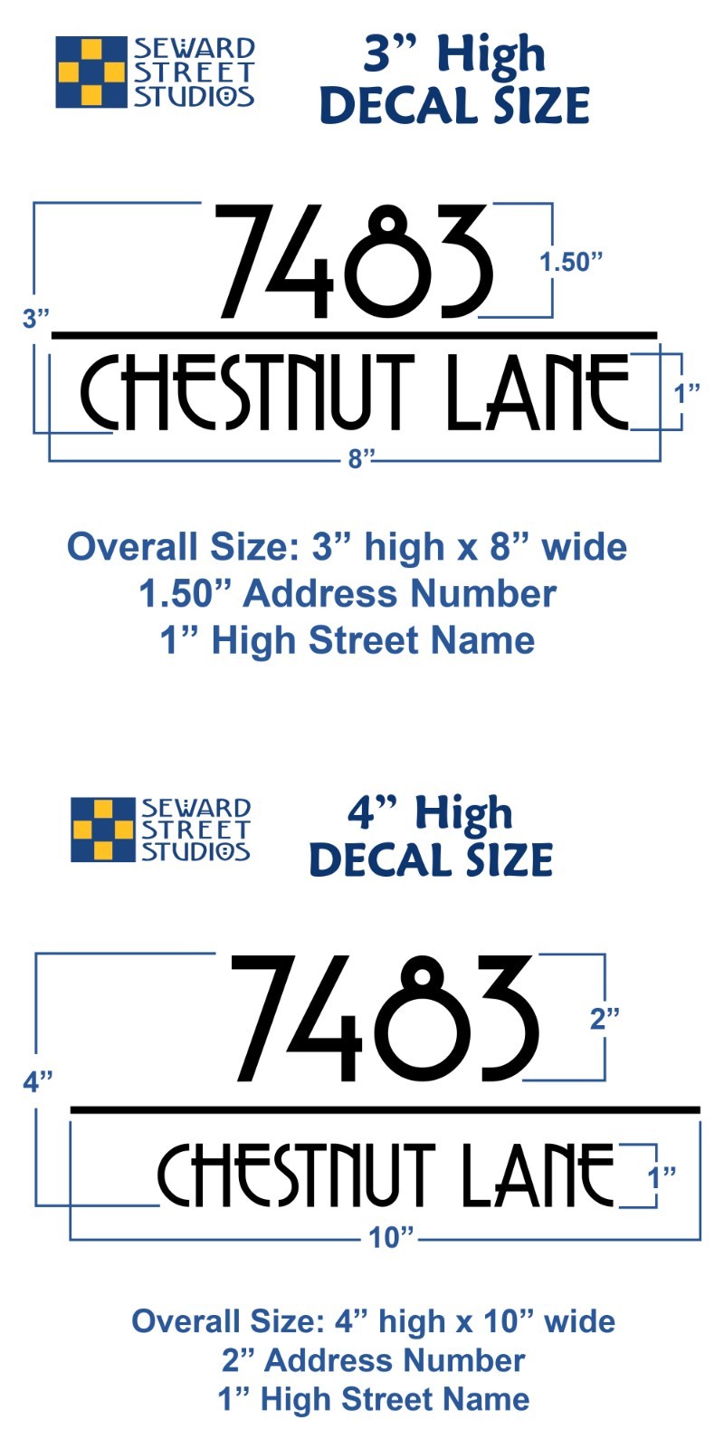 Reflective Address Number & Street Name Decal, Personalized Custom – 1326R-WT