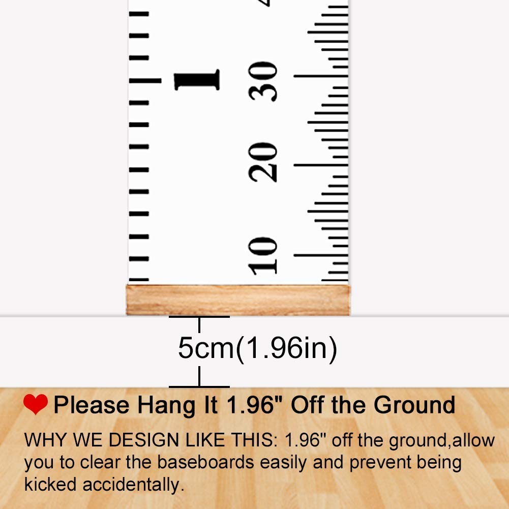 Mibote Baby Growth Height Chart Handing Ruler Wall 79" x 7.9", Black & White