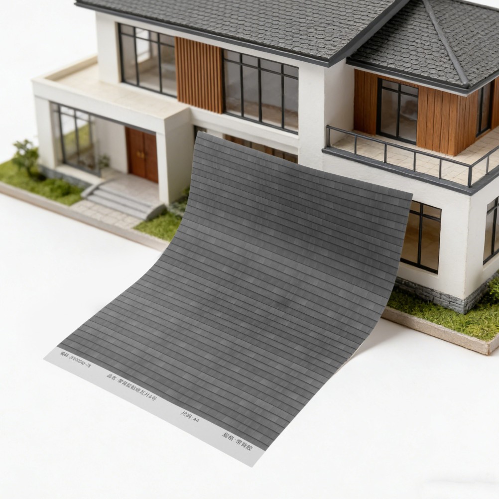 4 Sheets Simulation Tile Stickers Mini Dollhouse Roof Adhesive