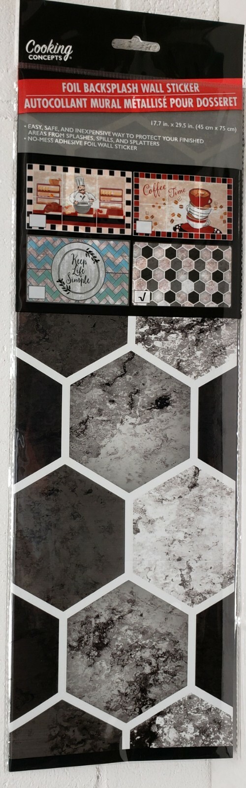 KITCHEN STOVE BACKSPLASH Sticker/Wall Decal, 30" x 18", MARBLE PENTAGONS, GR