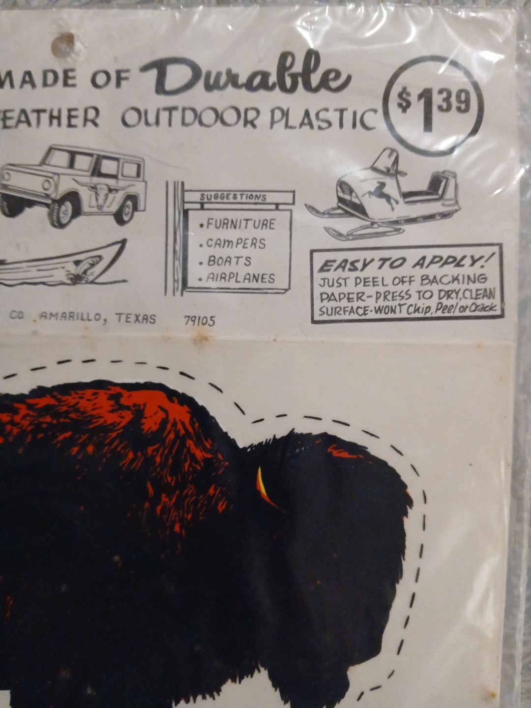 Vintage Dyer Specialty Co. Sport-Stik Hunting Deer/Buffalo Decal NOS 1960s Rare