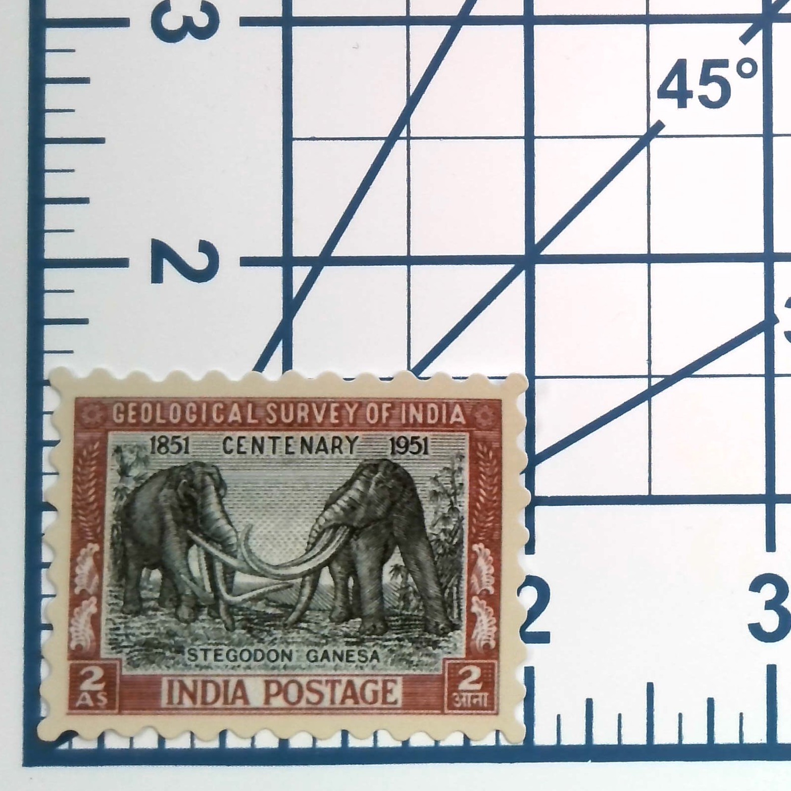 Vintage India Postage Stamp Sticker Stegodon Ganesa Elephant Vinyl Decal 2 As