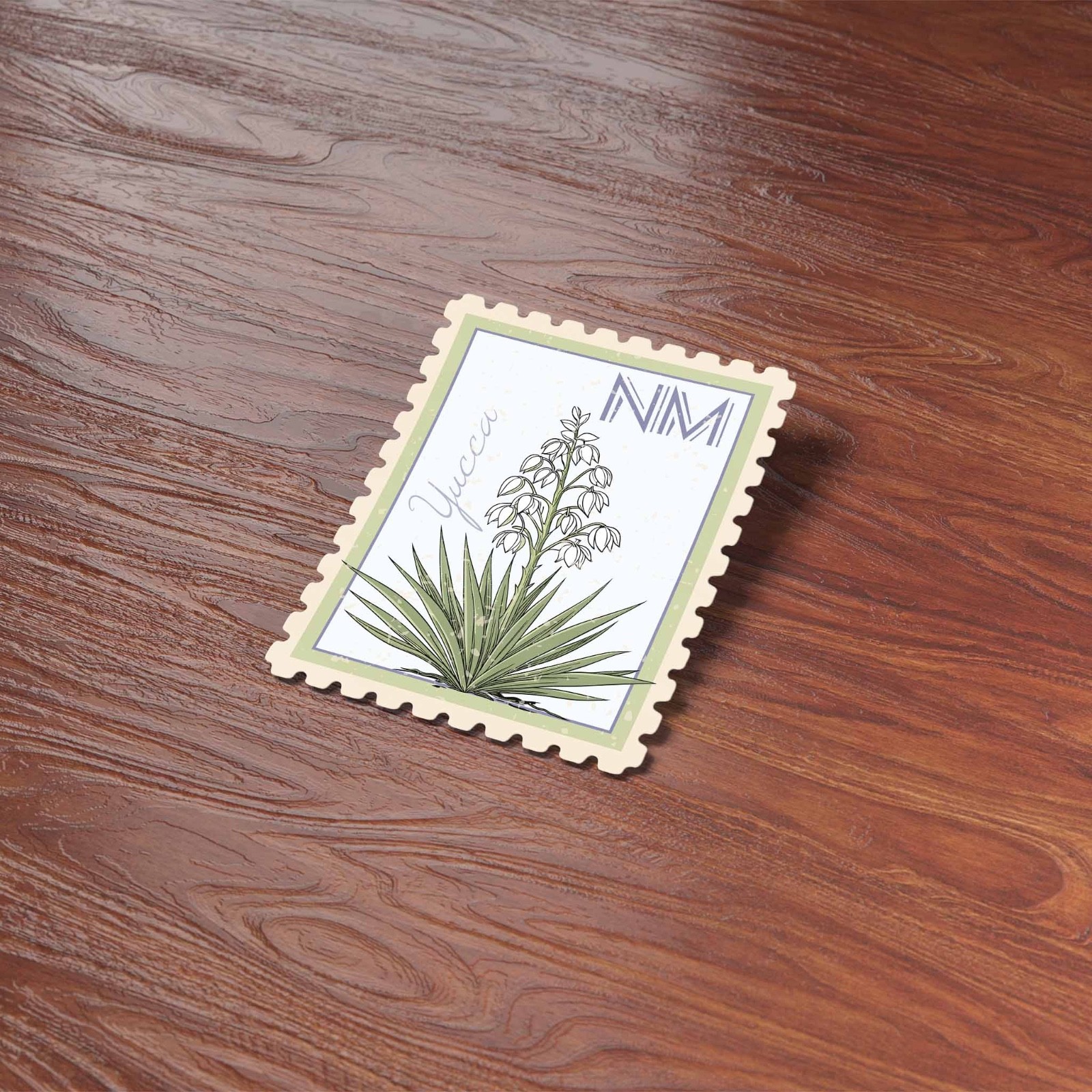 New Mexico State Flower Yucca Sticker – NM Vintage Stamp Decal for Laptop