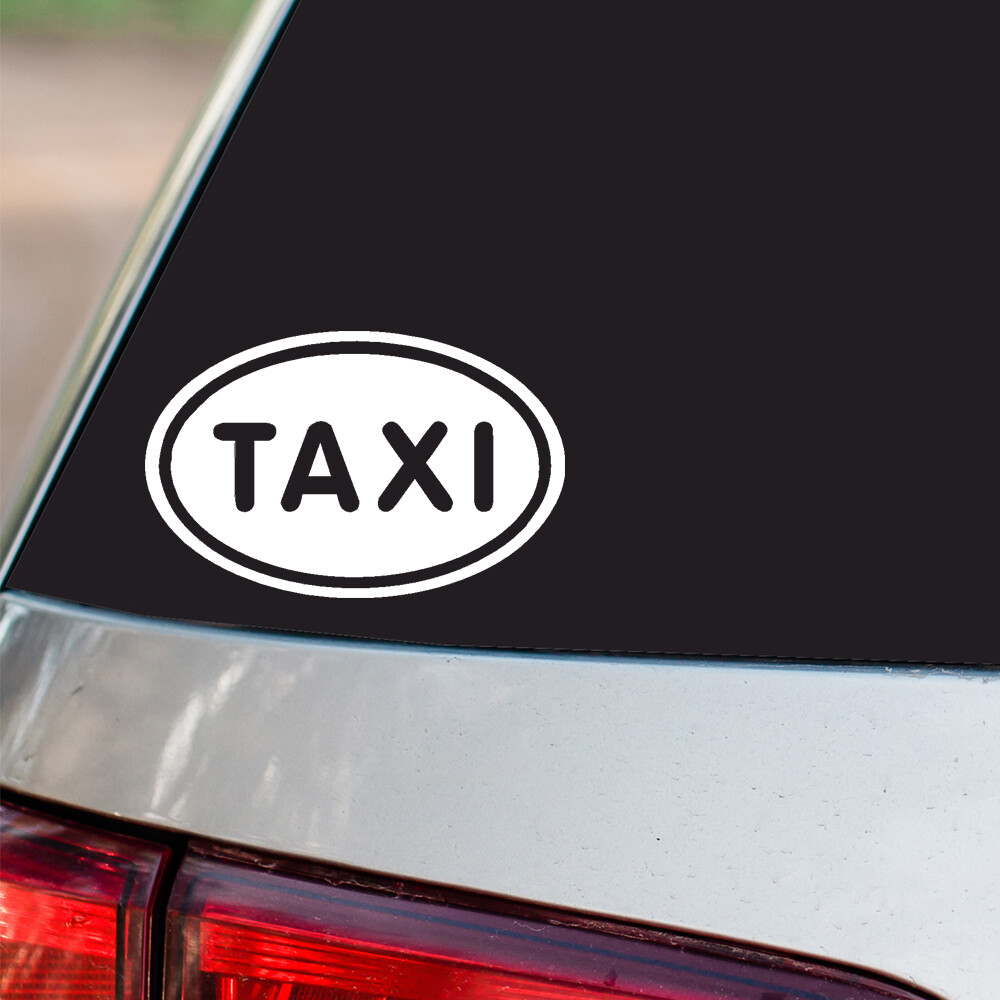 Taxi Sticker Cab Car Driver oval euro chrome & regular vinyl color choices