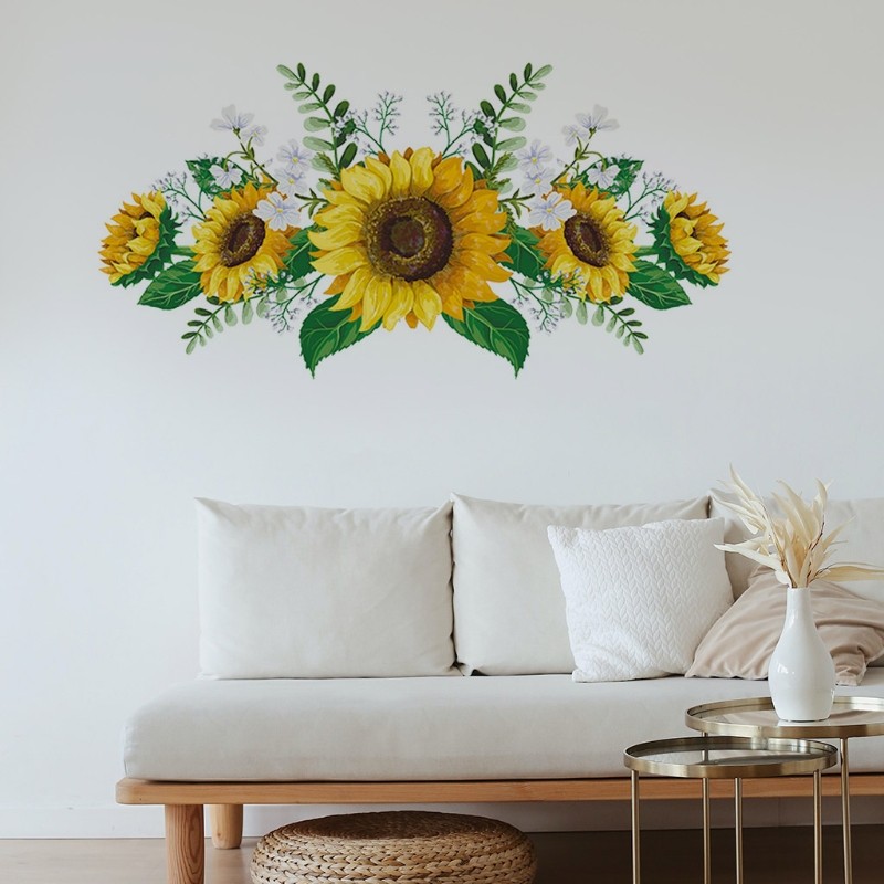 Fashionable Removable Sunflower Wall Sticker Flower Decor Waterproof Decals