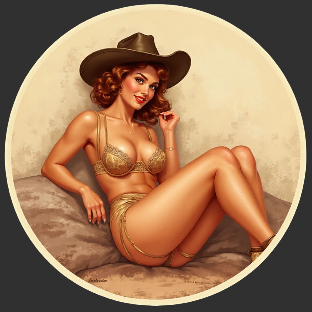 Pinup Girl sticker vinyl decal redhead lingerie curvy reclining cowgirl pose