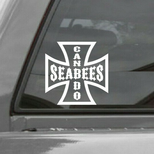 SEABEES CAN DO Iron Cross Vinyl Decal Sticker U.S. NAVY