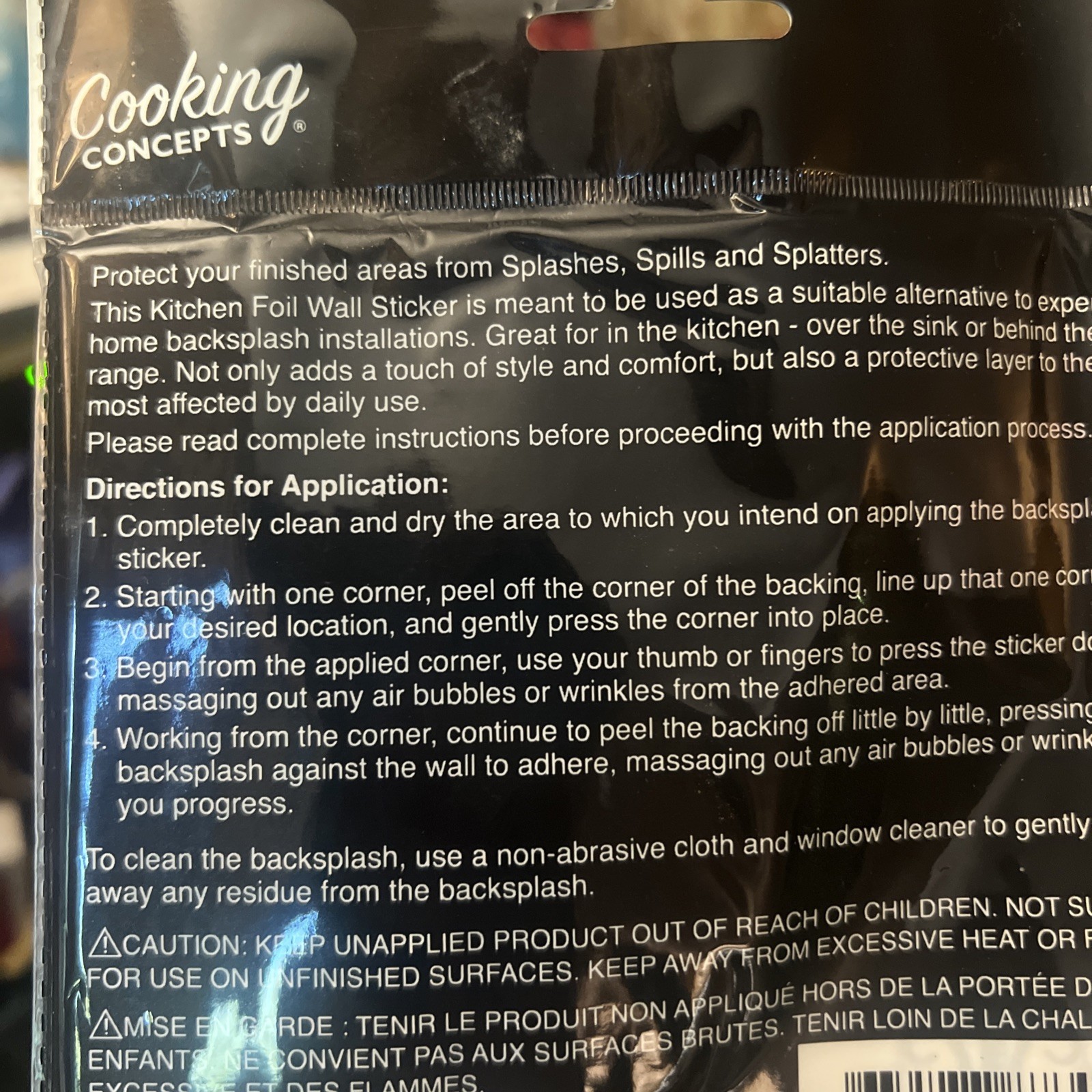 Cooking Concepts- Foil Backsplash Bistro Chefs Stick Wall Art Decal 17.7"x29.5”