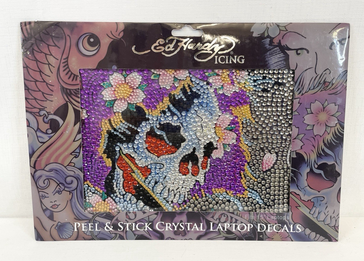 New Ed Hardy Icing Peel & Stick Crystal Laptop Decal Fits 15" Laptop Ghost