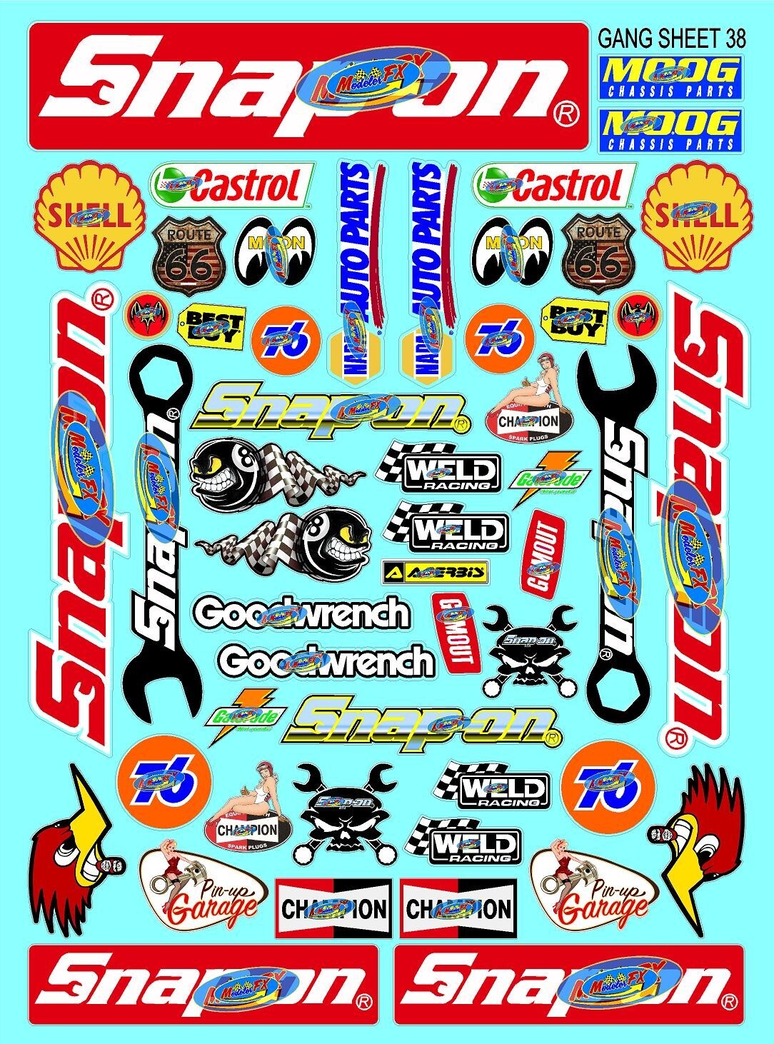 WHITE Vinyl Sticker Sheet 38-R/C MODEL Decal fits 1/10-1/16 ScalesnaponRACING