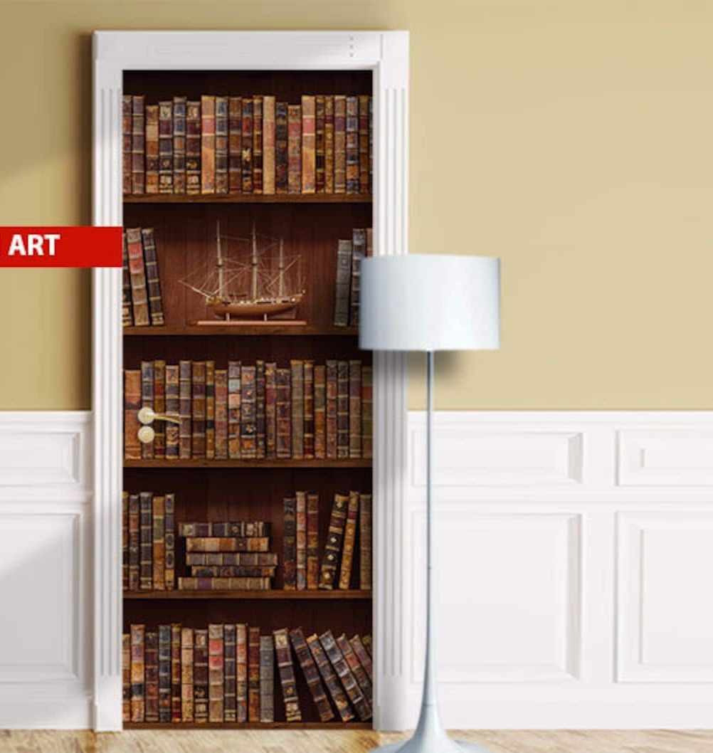 Dementia Friendly Door Mural – Fake Bookshelf | Antique Books | Renter-Friendly