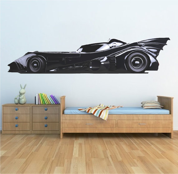 Batman Wall Decal Kids Bedroom Batman Batmobile Car Wall Graphic Sticker, b05