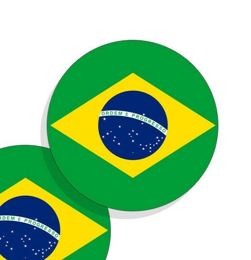 Brazil Flag Stickers Flag Decals Vinyl Indoor Outdoor Stickers Round 4 pack