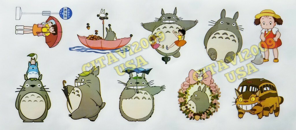 TOTORO STICKER SET OF 10 TRANSLUCENT WATERPROOF DECOR DECAL ANIME CARTOON.