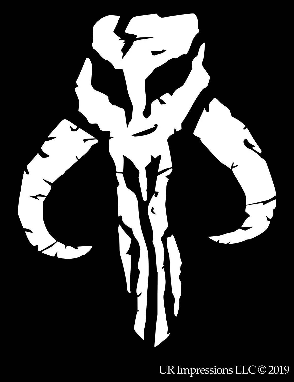 Bantha Skull Distressed Mandalorian Boba Fett Vinyl Die Cut Decal Free Ship-
