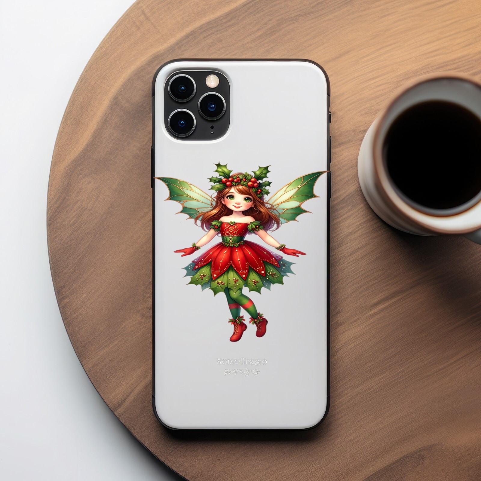 Christmas Holly Fairy UV DTF Transparent Sticker / Decal