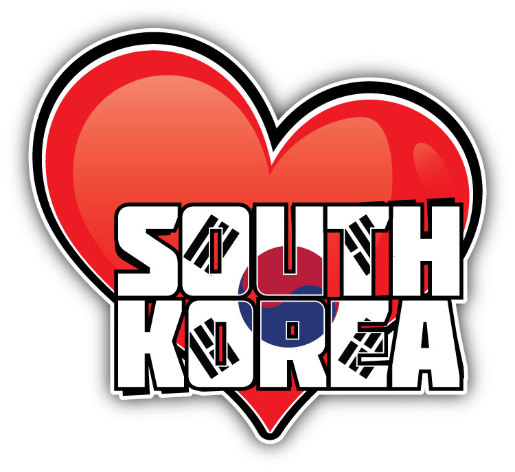 South Korea Art Heart Flag Travel Slogan Car Bumper Sticker Decal