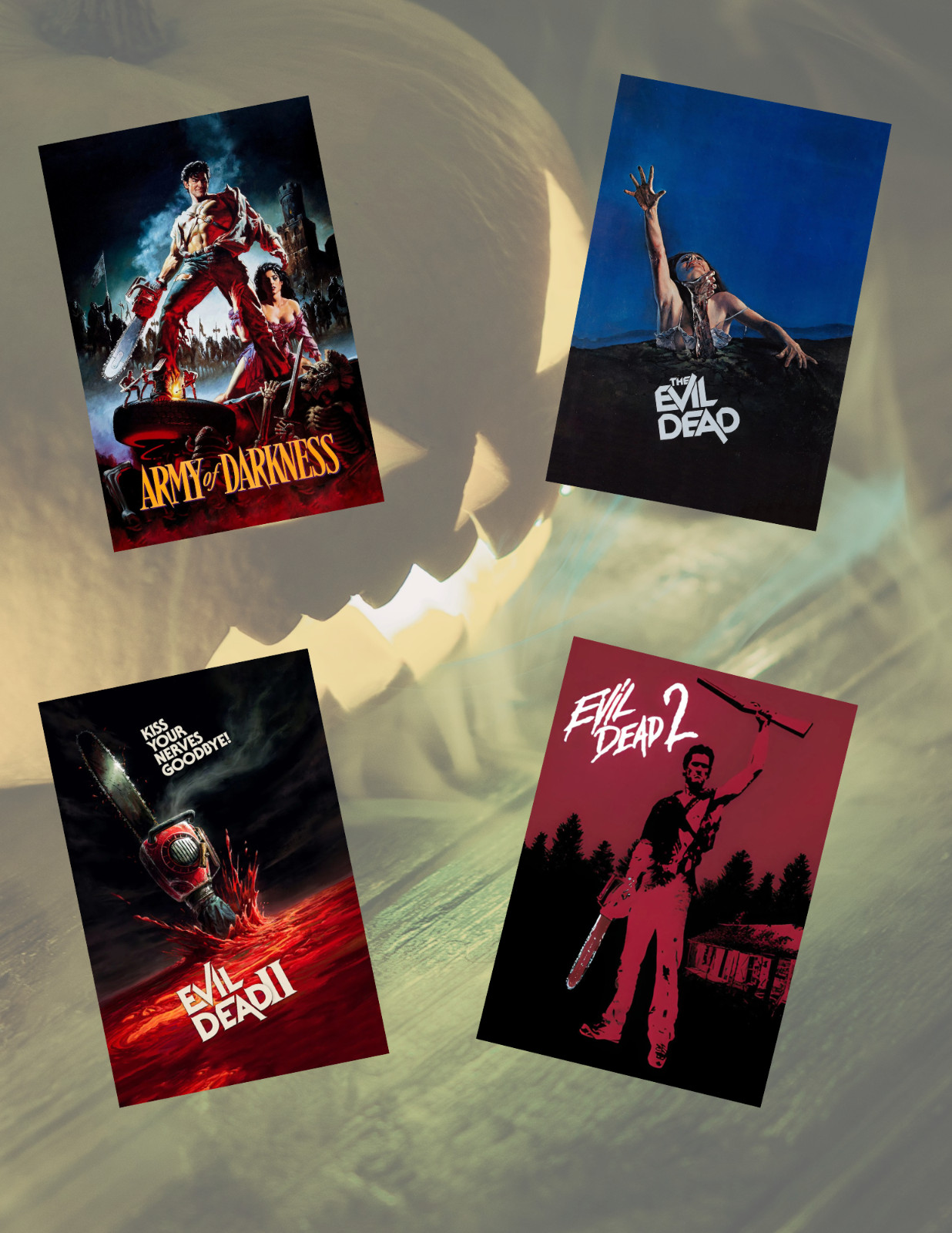 Evil Dead Horror Movie Poster Style 4pc Sticker Pack
