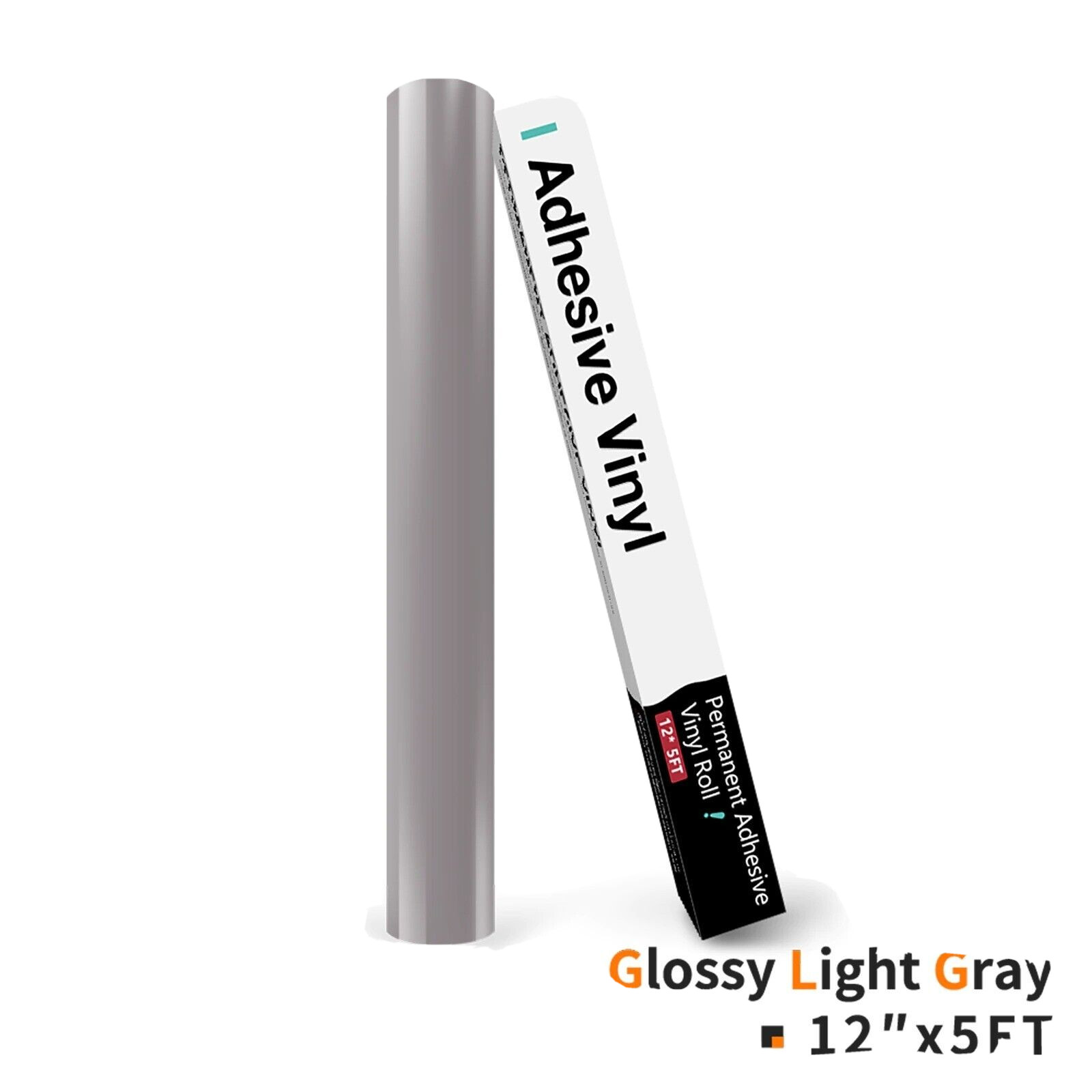 12"X 5ft Permanent Adhesive Vinyl Roll Glossy light gray Self-adhesive paper new