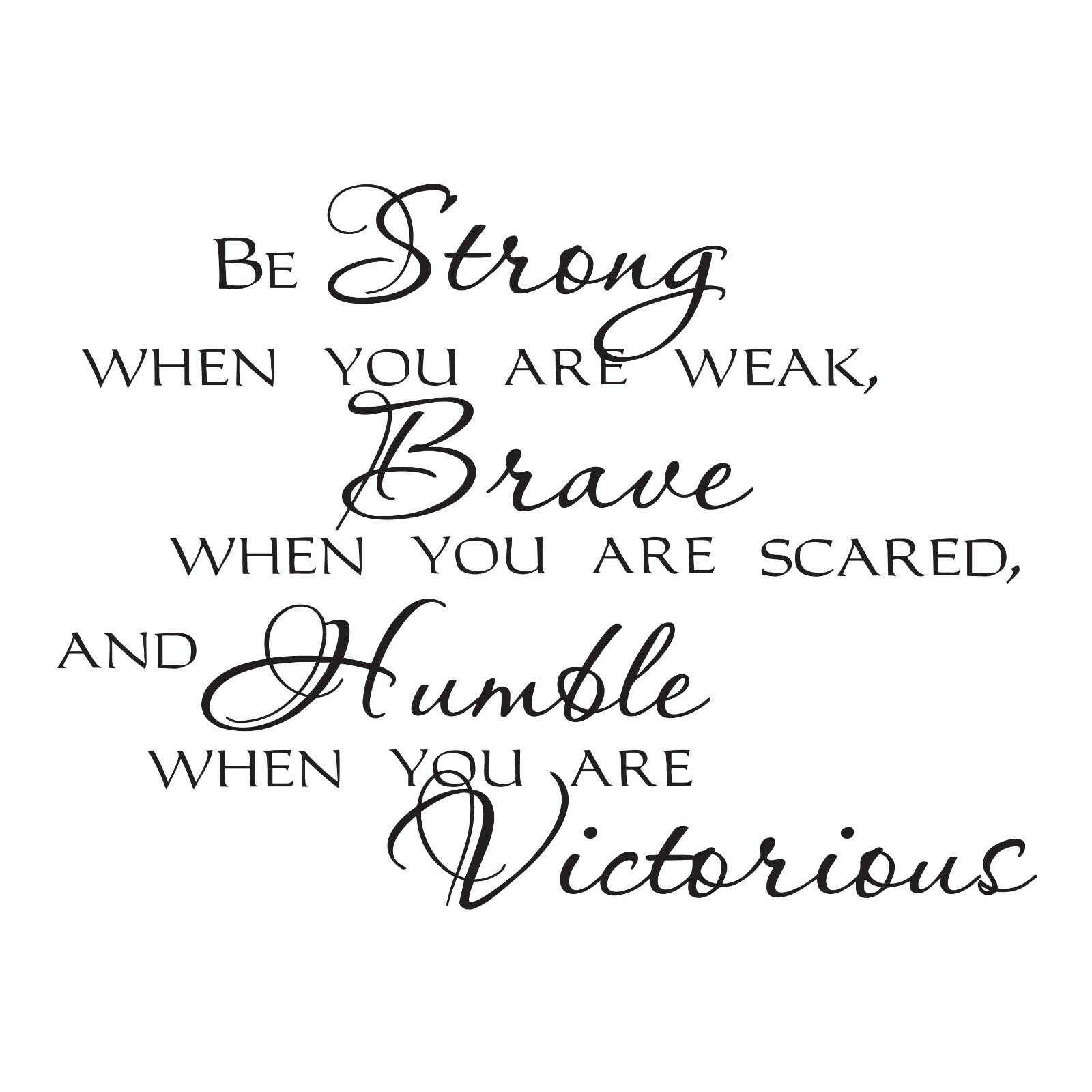 Wall Decal Strong Brave Victorious Motivation Quote Vinyl Decor Black gz556