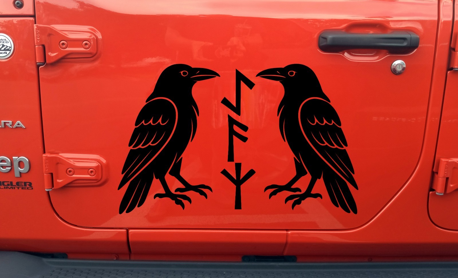 Viking Ravens with Futhark Runes Vinyl Decal Norse Celtic Nordic Symbol Sticker