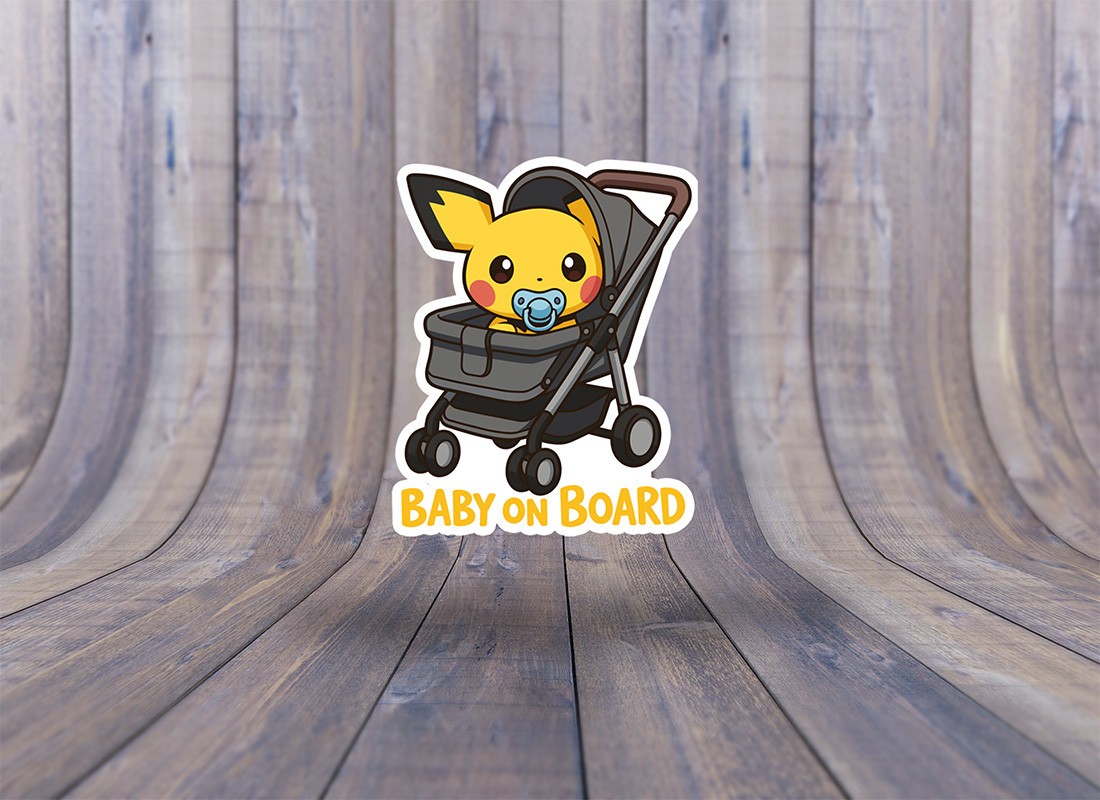 Pichu Baby On Board Decal – Cute Kawaii Anime Car Sticker – Vinyl Window Decal