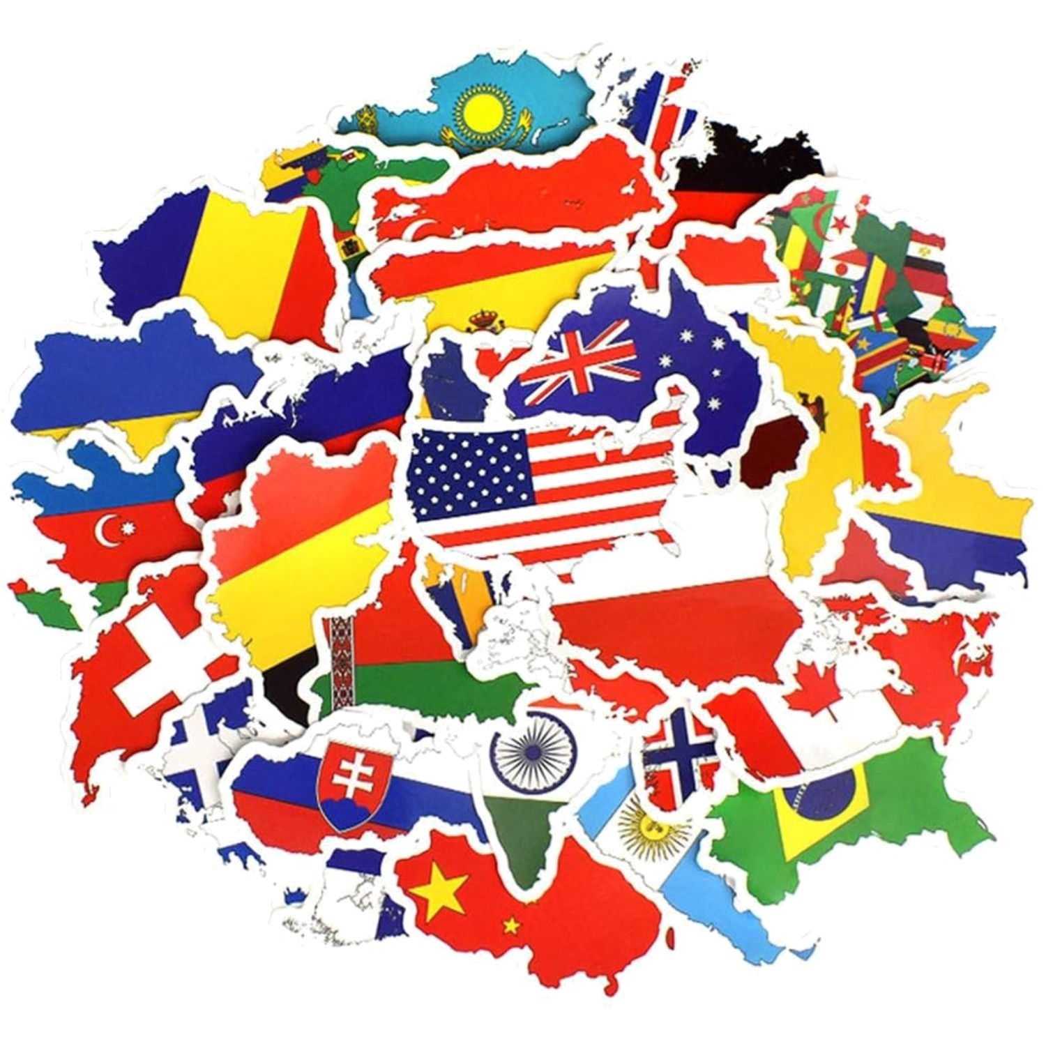 Vinyl National Flag Map Stickers Set – 50 Unique Designs for Creative Kids
