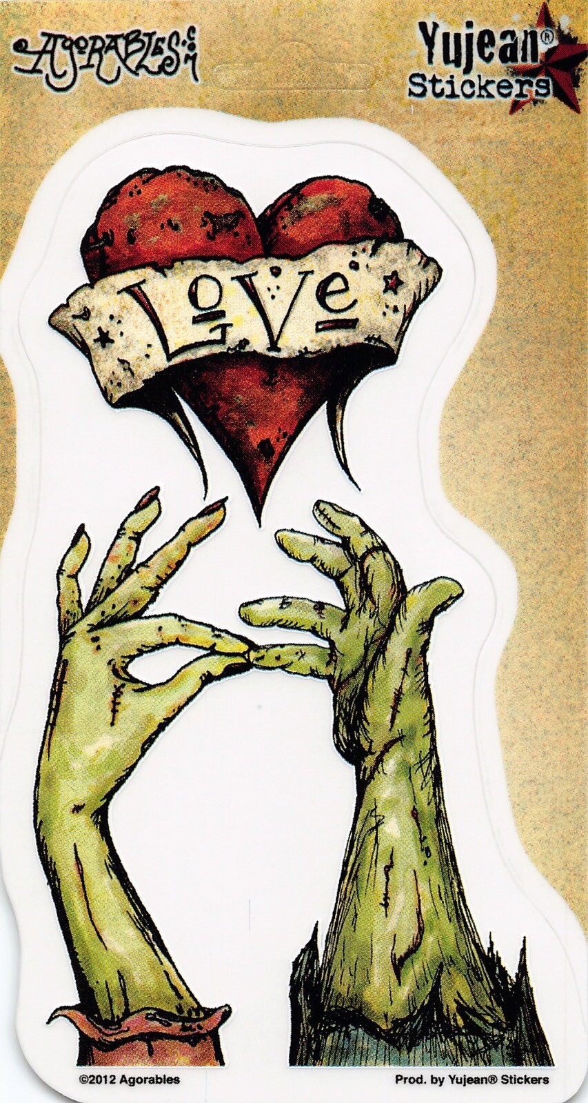 Zombie Hand Kiss Love Agorables Die-Cut Decal Sticker New Heart Couple