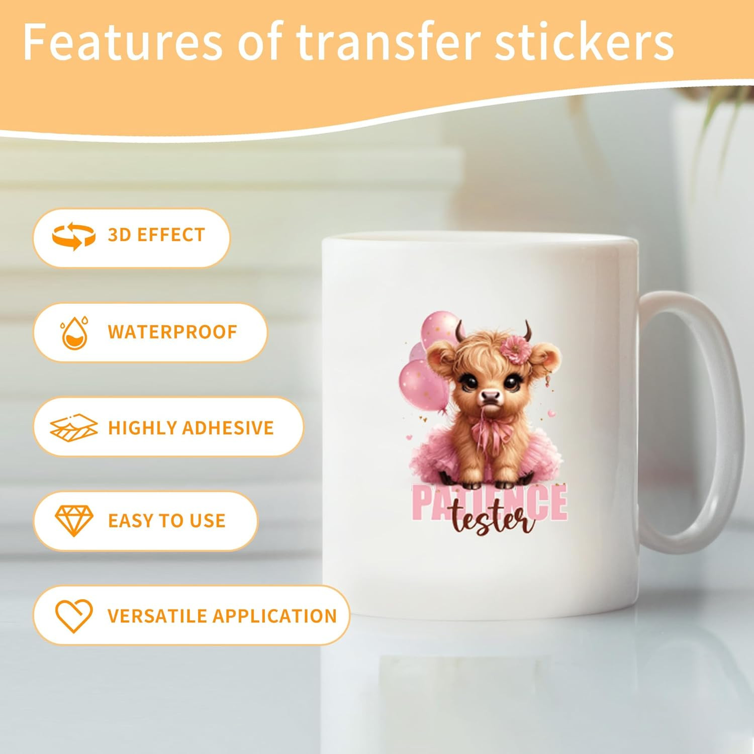 Highland Cow UV DTF Cup Wraps – 20 Sheet Cute Highland Cow UV DTF Transfer Stick