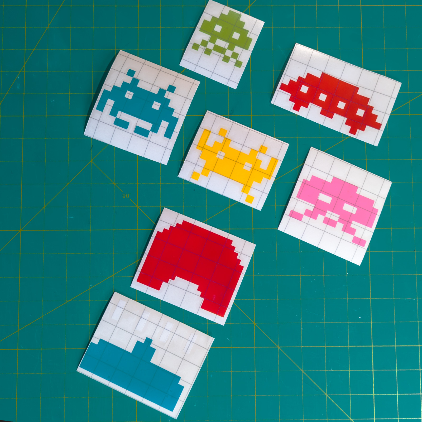 80s Space Invaders Arcade Sprites Vinyl Decals for Car Windshield, Laptop