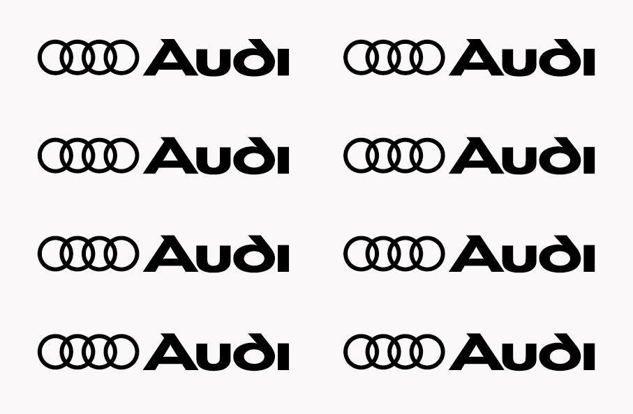 Audi Wheels Decals Stickers or Door Handle Graphics Vinyl Emblem SET OF 8 ,2"-5"