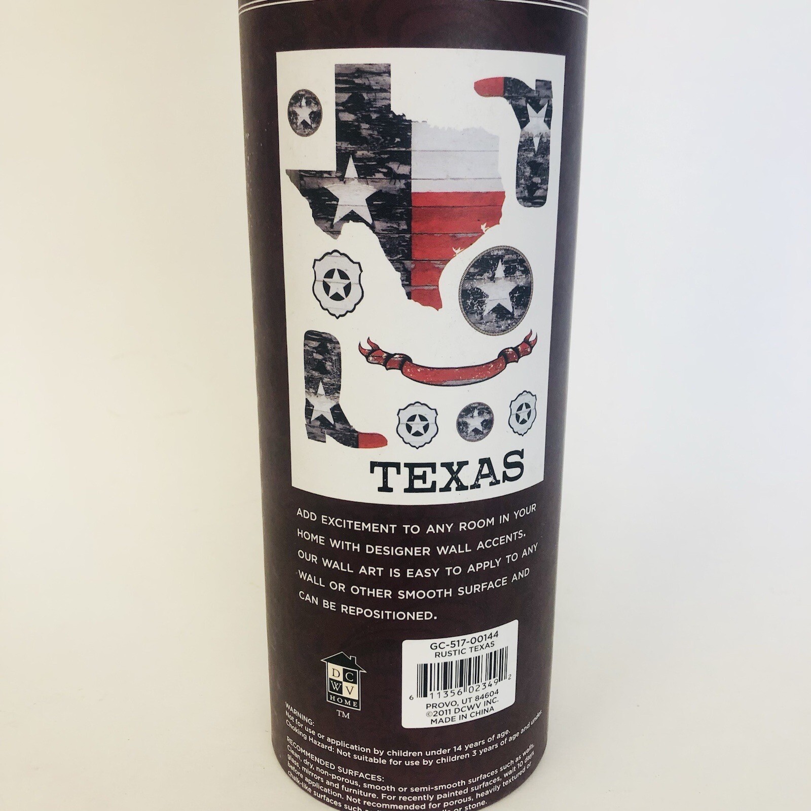 DCWV Decal Wall Art Sticker Rustic Texas With State Map, Boots, Stars, 27×19”