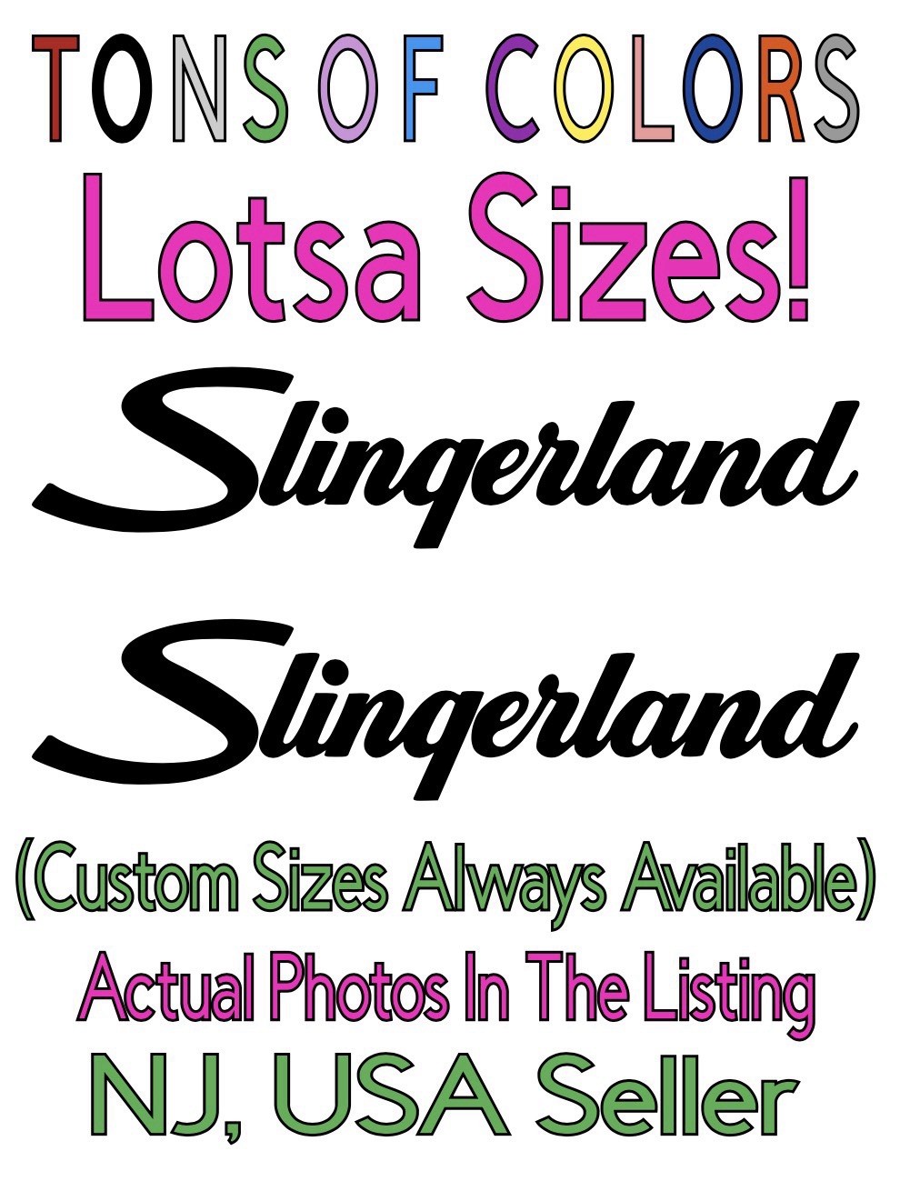 TWO Script Slingerland Drums Die Cut Vinyl Decals FREE Decal Offer Inside!
